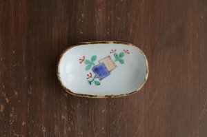 画像1: 色絵ふち鉄書物文豆皿　/　清水なお子