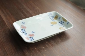 画像2: 色絵菊唐草四方皿（ピンク・オレンジ）　/　清水なお子