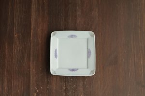 画像1: 色絵花文リム四方小皿　/　清水なお子