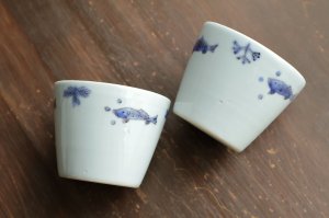 画像2: 色絵蕎麦猪口魚藻文　/　清水なお子