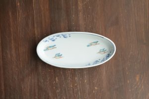 画像1: 色絵波に千鳥文楕円皿　/　清水なお子