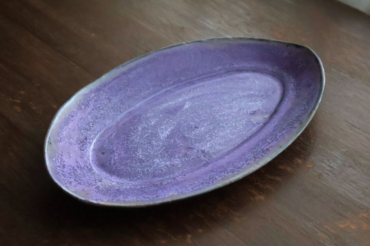 画像2: タタラ楕円皿　紫　/　結城　彩 (2)