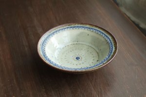 画像2: 5寸深皿　飛び鉋　緑灰釉　呉須　/　福井一伯