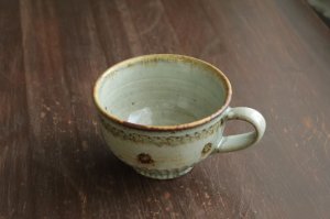 画像1: スープマグ（小）緑灰釉　鉄　/　福井一伯
