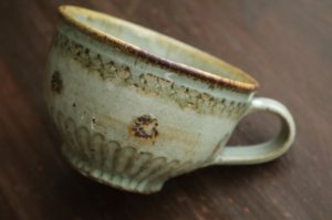 画像2: スープマグ（小）緑灰釉　鉄　/　福井一伯