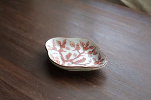 画像2: 赤絵樹に鳥図木瓜型小皿　/　樋山真弓