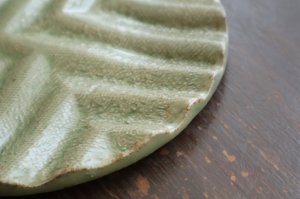 画像3: 樫灰釉（緑）波紋丸皿（5寸）　/　見野大介