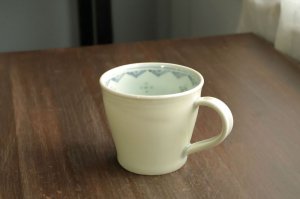 画像1: 薄青イスパニア紋×灰緑マグカップ　/　村山朋子