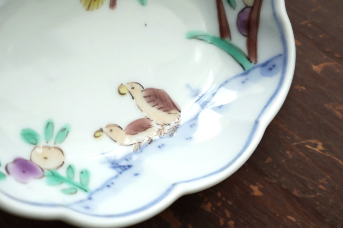 画像5: 色絵粟鶉文楕円輪花皿（小）　/　清水なお子 (5)