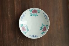 画像2: 色絵牡丹文6寸浅鉢　/　清水なお子 (2)