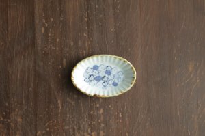 画像1: 花詰文しのぎ楕円豆皿　/　山口利枝